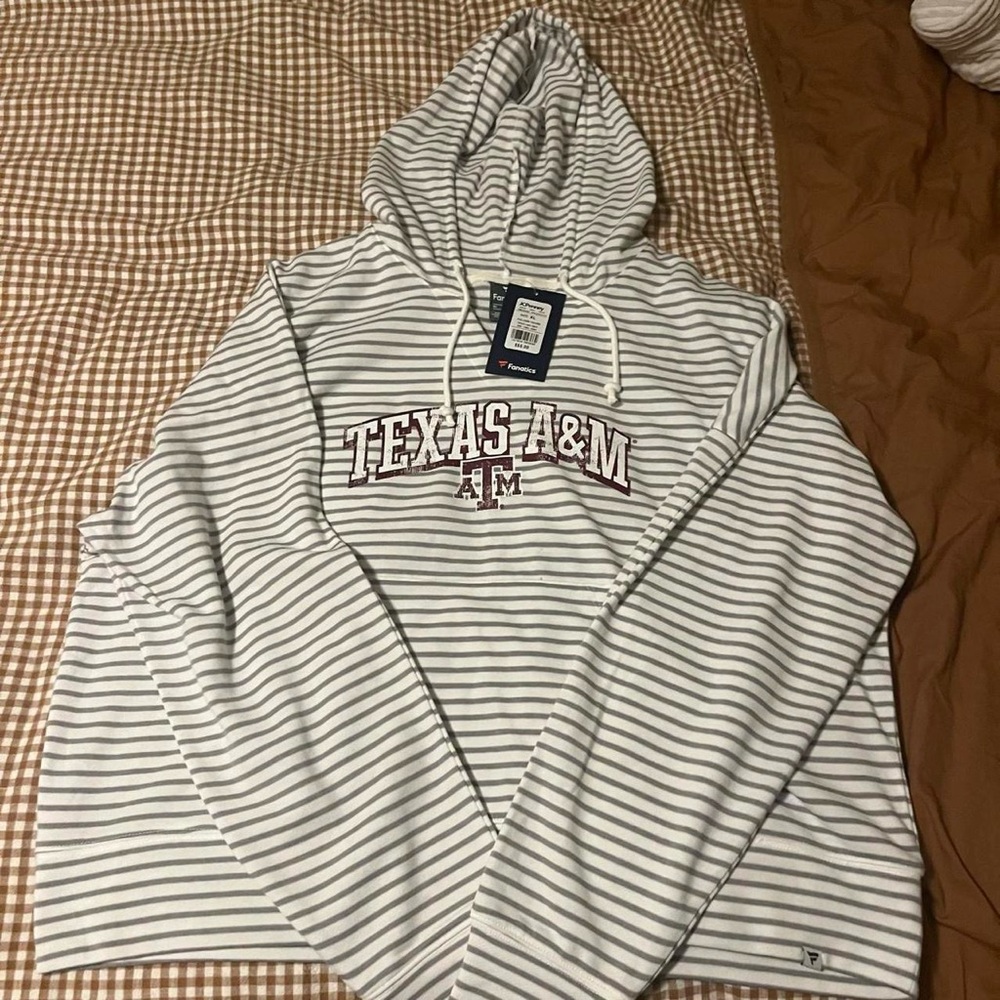 Fanatics Texas A&M White and Gray Striped Hoodie